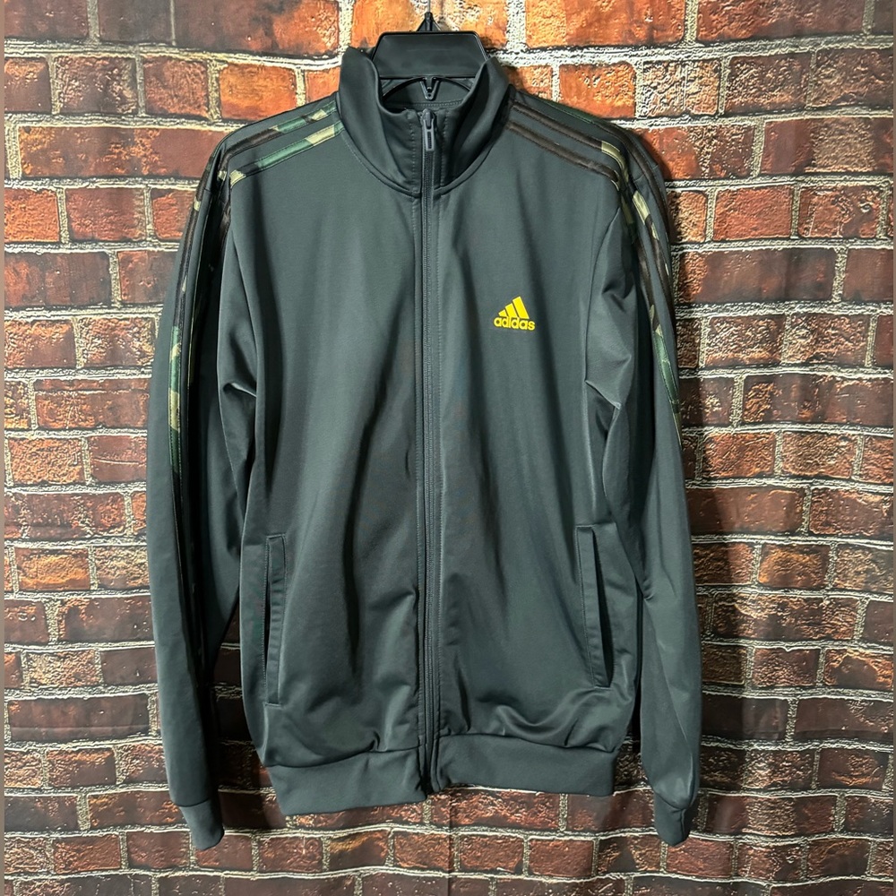 Adidas Gray/ Green Men’s Zip Front Jacket Sz S